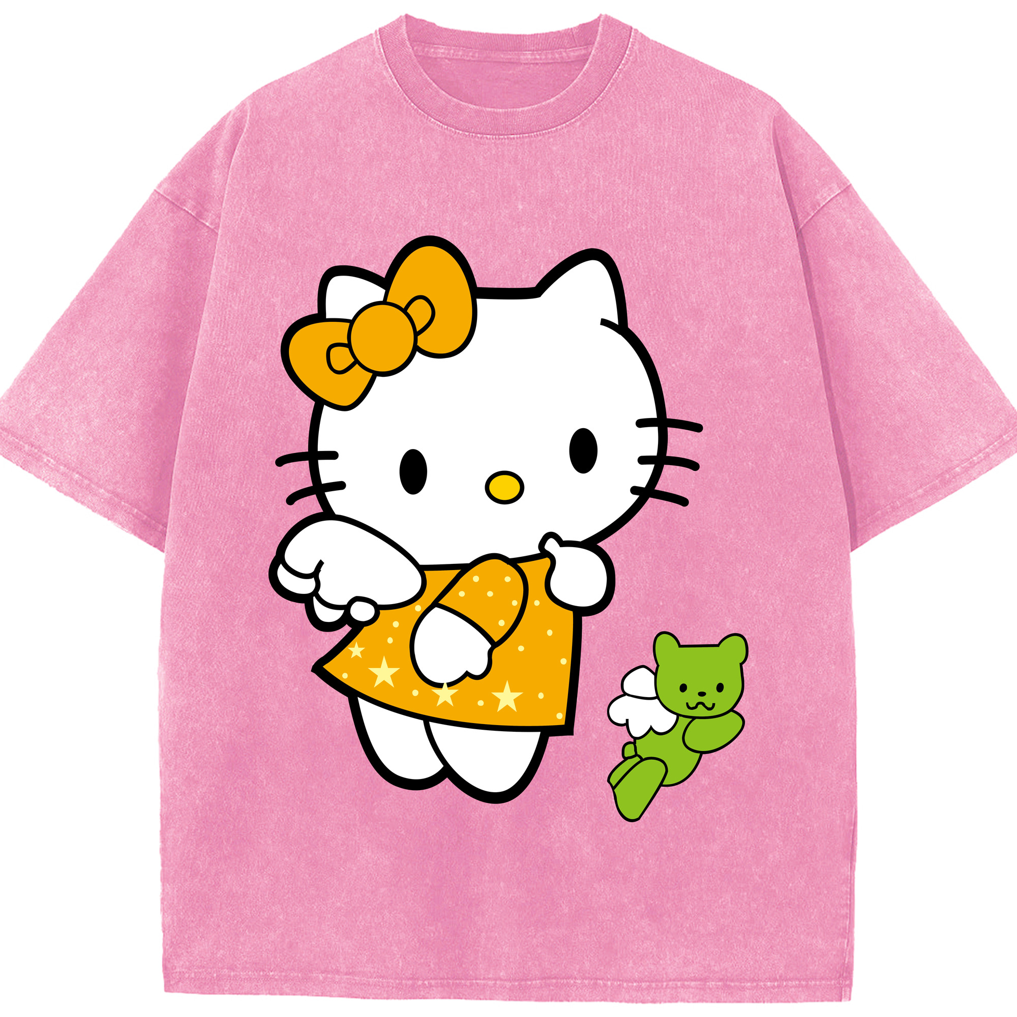 （画像用） Hello Kitty ハローキティ 綿100% ヴィンテージ風 半袖Tシャツ（フロントプリント）